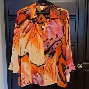 JM Collection Floral Chiffon Blouse Tank Set XL